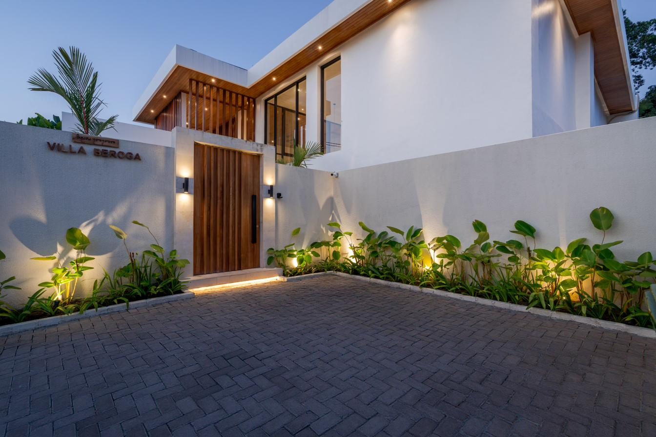 Villa Beroga private entrance at dusk
