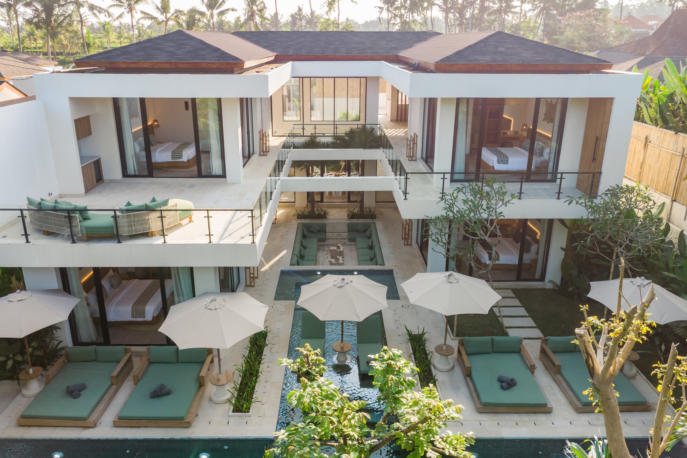 Villa Beroga from above, amid the Ubud canopy